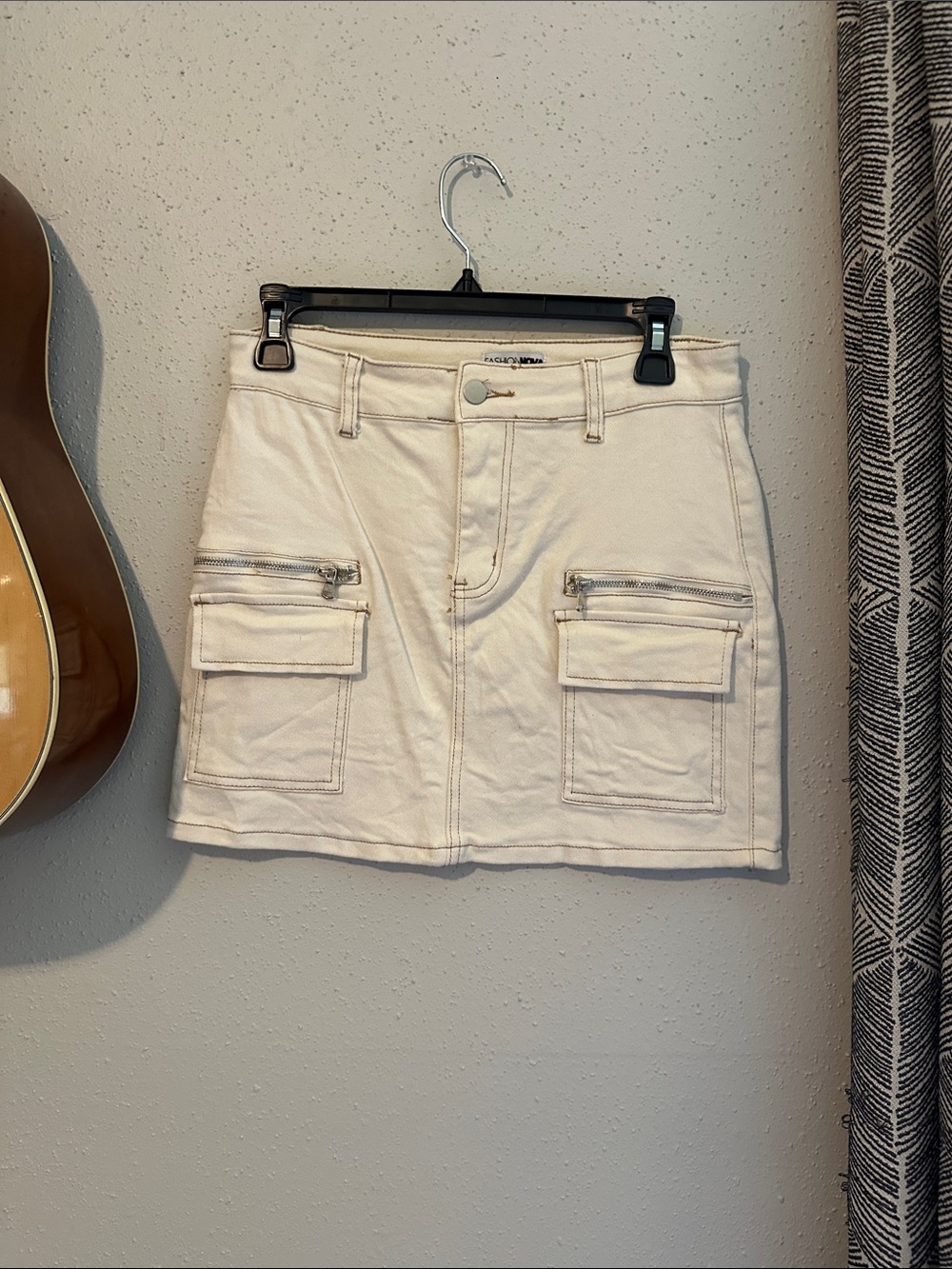 Fashion Nova Cream Cargo Mini Skirt